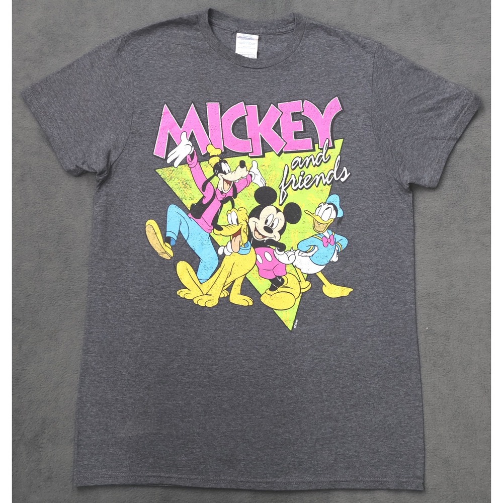 Disney Mickey and Friends T-Shirt Mens Small Gray Excellent Retro Graphic Tee